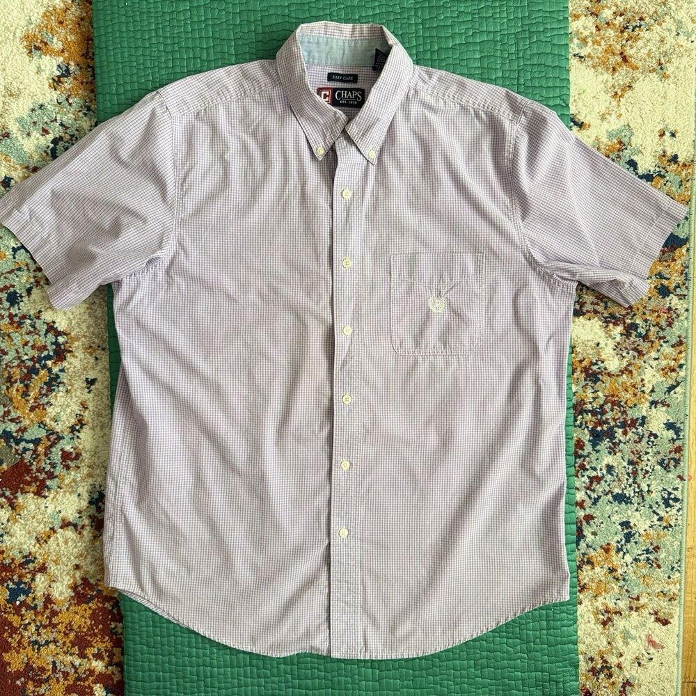 Chaps Ralph Lauren Shirt Men's L Collared Short Sleeve Button Up Preppy Classic